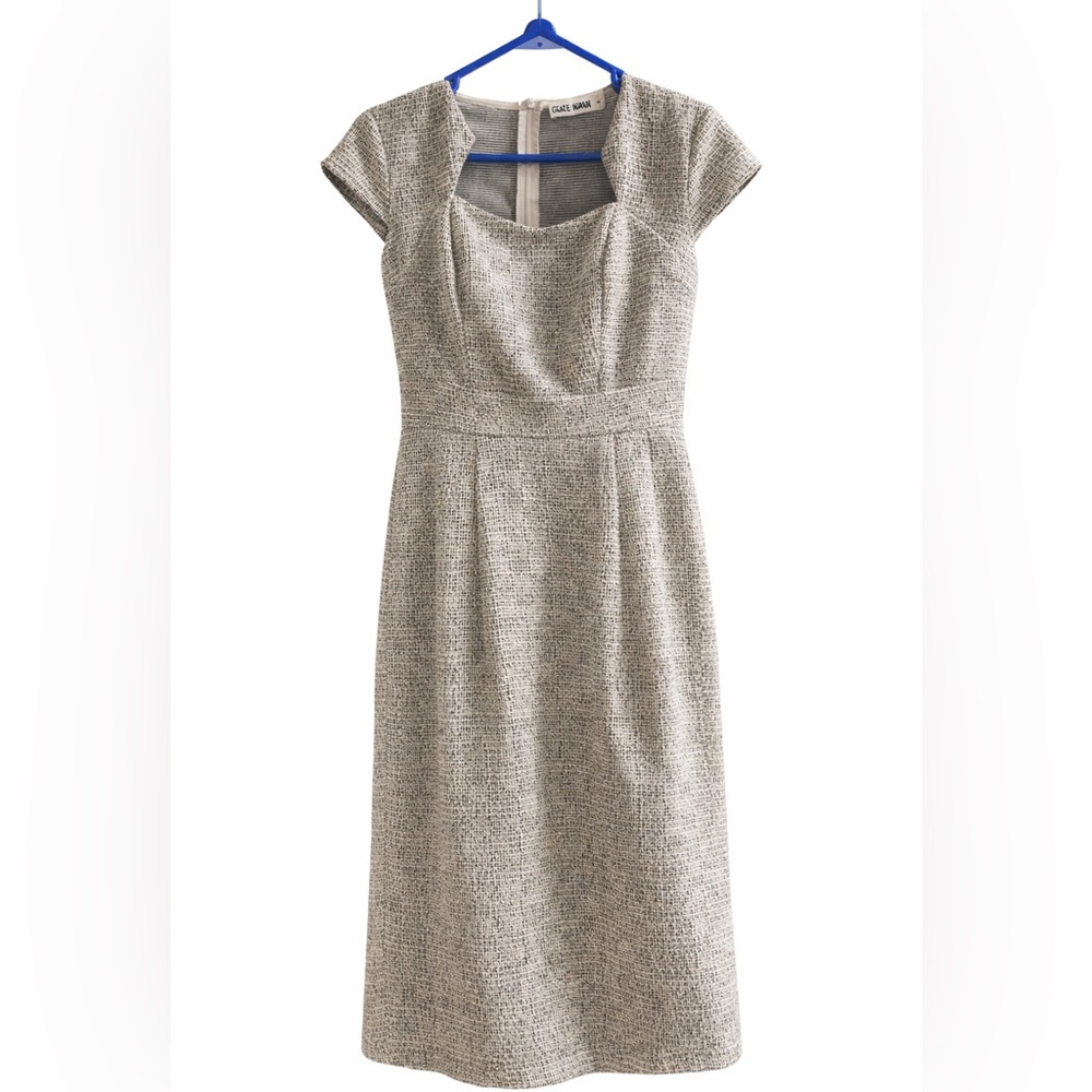 Grace Karin Textured Sheath Midi Dress in Light Gray